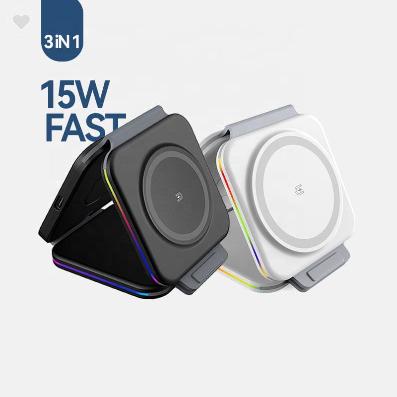 15W Fast Charge Magnetic Folding 3 in 1 Wireless Charger - theglosify